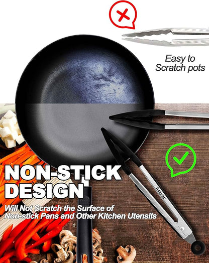 Anaeat Non-Stick Silicone Locking Tong Set of 3 - Image 3