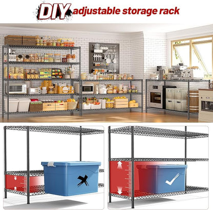 REIBII 55.5" W Storage Shelves 3200LBS Wire Shelving Unit 5 Tier Metal Shelving - Image 7
