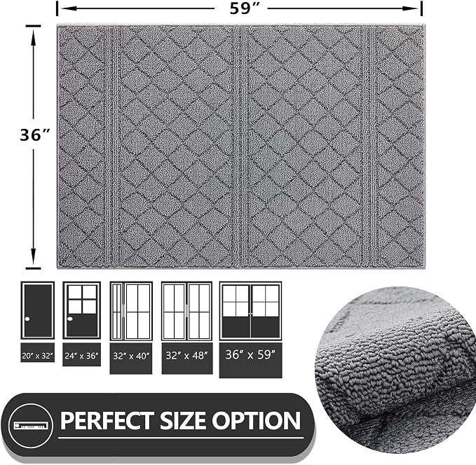 REFETONE Indoor Doormat, Front Back Door Mat 36"x59" Absorbent Rubber Backing - Image 2