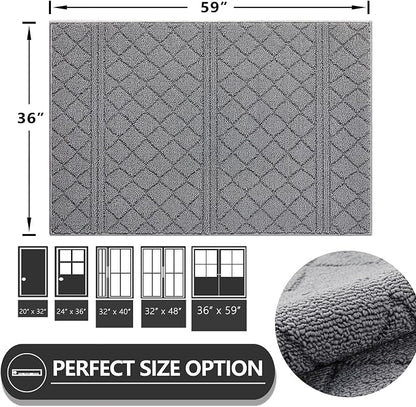 REFETONE Indoor Doormat, Front Back Door Mat 36"x59" Absorbent Rubber Backing - Image 2