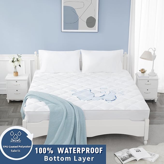 Sunflower Quilted Mattress Protector, Cotton King Cover Waterproof, Extra Deep - Image 4