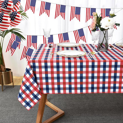 Classic Gingham 4th of July Tablecloth Fabric by Essifunia