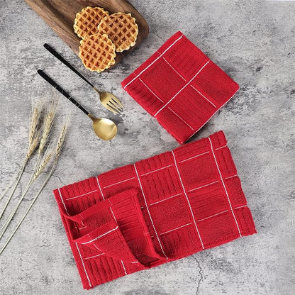 Glynniss Red Kitchen Towels and Dishcloths Set, Dish Towels and Dish Rags Set - Image 3