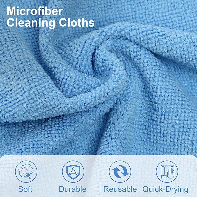 LIVOS Microfiber Cleaning Cloth Roll - 80 Pack, Reusable Paper Towels Blue Tear Away, Microfiber Towels for Cars, Super Absorbent Lint Free Cleaning Rags for House, Kitchen, Window-11.5"x11.5"