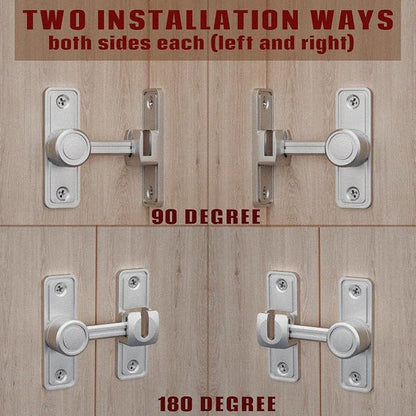 Barn Door Privacy Latch, 90°/180° Swing Slide Lock, Zinc-Alloy, Adhesive or - Image 3