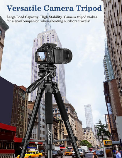 JOILCAN 75" Camera Tripod, Tripod for Camera Cell Phone, Aluminum Heavy Duty Tripods Stand, Tall Travel Tripods with Carry Bag Compatible with iPhone Canon Nikon DSLR Camera Laser Projector