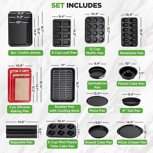 NutriChef 42-Piece Nonstick Bakeware Set | Carbon Steel Baking Pans Set - Image 2