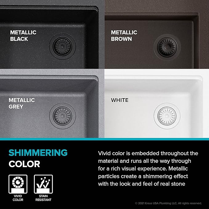 KRAUS Bellucci Workstation 33 in. Drop In Single Bowl Granite Kitchen Sink in Metallic Gray with Accessories, KGTW2-33MGR