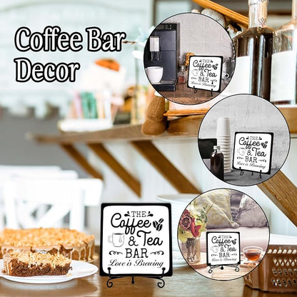 Coffee Bar Sign, Love is Brewing Farmhouse Tabletop Decor, Coffee and Tea Lover - Image 3