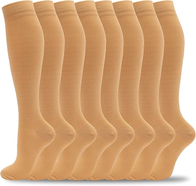 fenglaoda 8 Pairs Compression Socks for Men & Women 20-30 mmHg Knee High Nurse Pregnant Running Medical and Travel Athletic