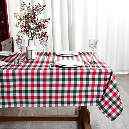 Waterproof Christmas Plaid Tablecloth Fabric by Essifunia