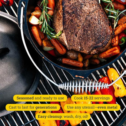 Lodge 9 Quart Pre-Seasoned Cast Iron Dutch Oven - Image 2