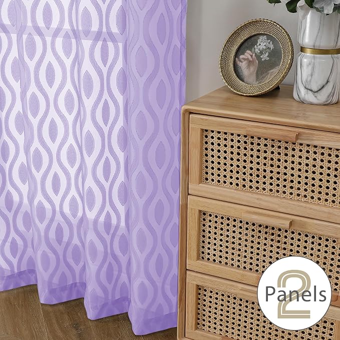 Aiyufeng Lavender Sheer Curtains Tiers 36 Inch Length, Light Filtering Soft - Image 6