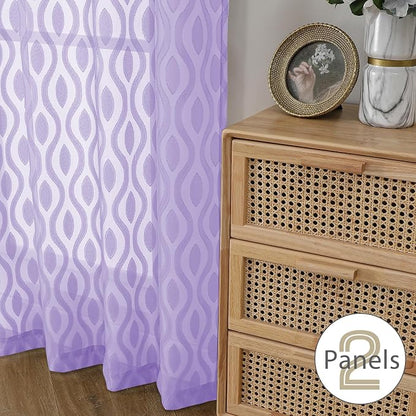 Aiyufeng Lavender Sheer Curtains Tiers 36 Inch Length, Light Filtering Soft - Image 6