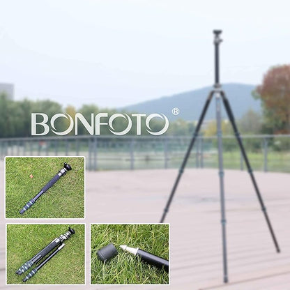 BONFOTO Portable Aluminum Alloy B674A Lightweight Camera Travel Tripod Monopod with Ball Head for DSLR (Bronze Grey)