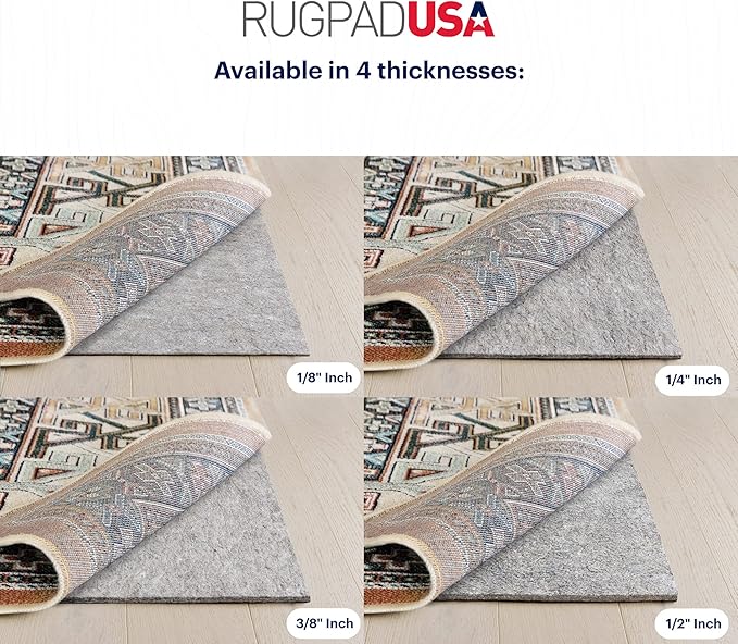RUGPADUSA - Dual Surface - 2'x8' - 3/8" Thick - Felt + Rubber - Enhanced Non-Slip Rug Pad - Adds Comfort and Protection - for Hard Surface Floors