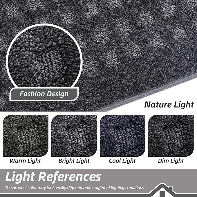 BEQHAUSE Waffle Door Mats Indoor 24"x36", Dog Mat for Muddy Paws Absorbent and Dirt Resist Floor Mats Non-Slip Washable Rugs for Entryway, Welcome Mat for Front Back Door, Muddy Wet Shoes, Dark Grey