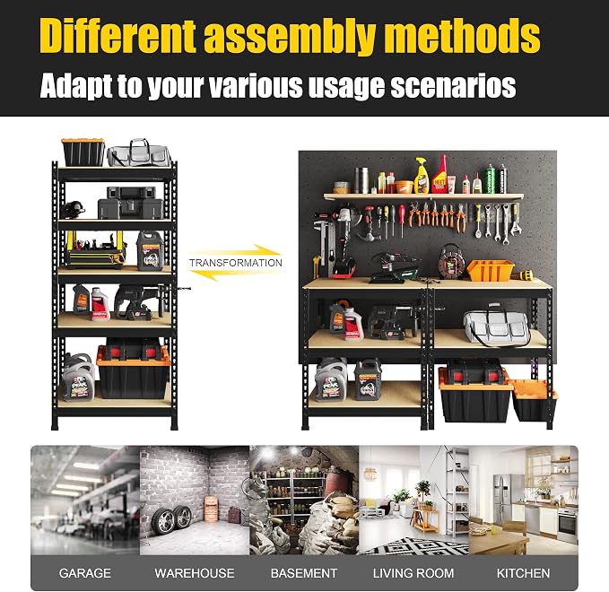 PrimeZone Storage Shelves 4 Pack 5 Tier Adjustable Garage Storage Shelving - Image 7