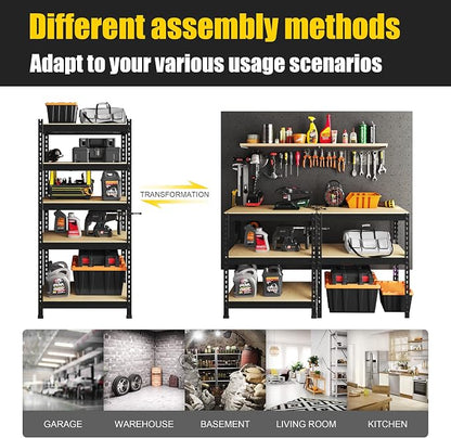 PrimeZone Storage Shelves 4 Pack 5 Tier Adjustable Garage Storage Shelving - Image 7