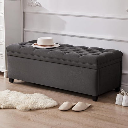 50" Storage Ottoman Bench, Tufted Ottoman - Image 7