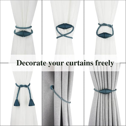 4 Pack Magnetic Curtain Tiebacks Rope Modern Handmade Curtain Tie Backs - Image 5