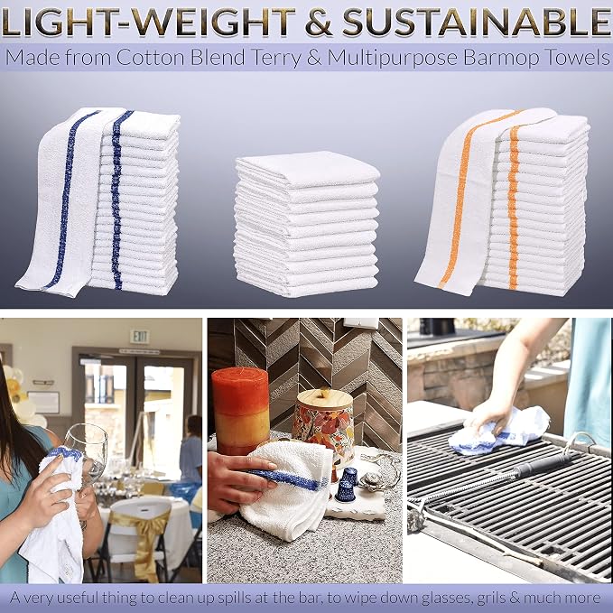GOLD TEXTILES New Cotton Blend White Restaurant Bar Mops Kitchen Towels - Image 3