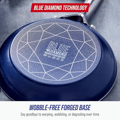 Blue Diamond 20 Piece Nonstick Cookware Set, Diamond Ceramic Pots & Pans - Image 9