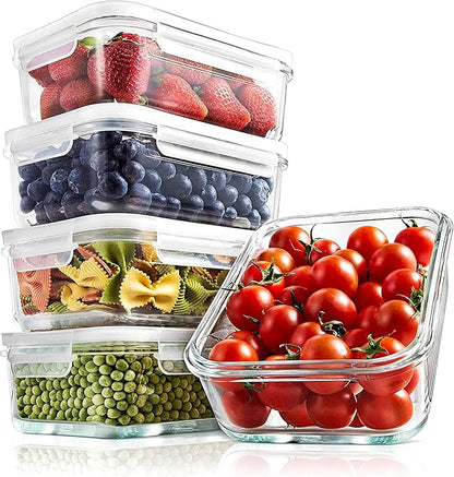 NutriChef 10-Piece Superior Glass Food Storage Containers Set, Stackable by NutriChef%E2%84%A2Kitchen