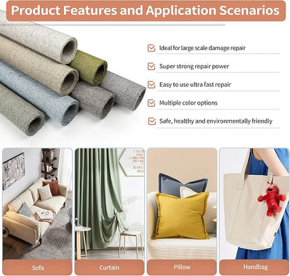 Fine Linen Fabric Patches, Self-Adhesive, Extra Large 12x40 inch, - Image 7
