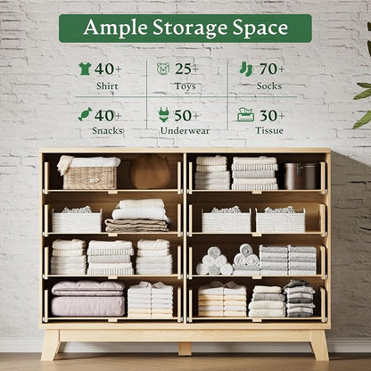 Fluted Dresser with 8 Drawers, Wooden Dresser TV Stand, Wood Closet Clothes - Image 4