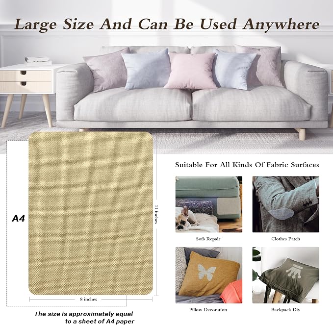 KING MOUNTAIN Coarse Linen Repair Patches, Self-Adhesive Linen Fabric Patches - Image 3