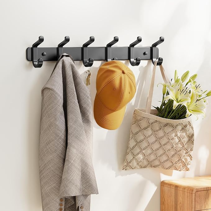 Coat Rack Wall Mounted Heavy-Duty: Metal Coat Hanger 6 Hooks - Image 5