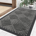 Smiry Front Door Mat Outside Entrance, Heavy Duty Outdoor Indoor Natural Rubber Doormat, Non Slip, Trap Dirt and Moisture, Easy Clean, Low Profile Patio Porch Entryway Mat, 29.5x17, Mix Black