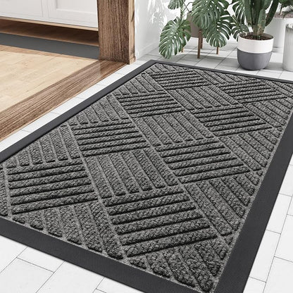 Smiry Front Door Mat Outside Entrance, Heavy Duty Outdoor Indoor Natural Rubber by Smiry