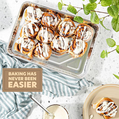 PLASTICPRO Aluminum Pans 10 Pack Disposable Cookie Sheets 9'' x 13'' Baking - Image 4