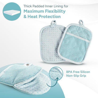 Casa Platino Oven Mitts and Pot Holders Sets, 8-Piece – 500°F Heat Resistant - Image 3