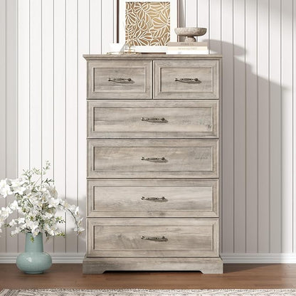 6 Drawer Dresser for Bedroom, Rustic Farmhouse Dresser - Image 3