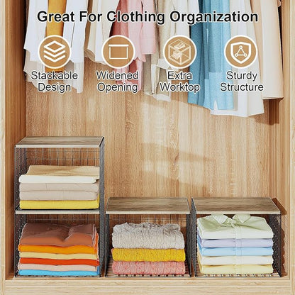 4PCS Wider Closet Organizers and Storage, Stackable Closet Shelf Organizer - Image 3