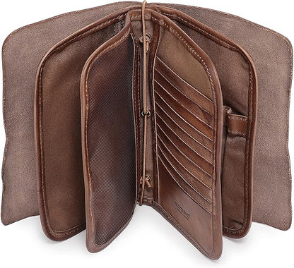 Genuine Leather Nomad Organizer Travel Wallet | Women's Wallet Clutch Passport Holder