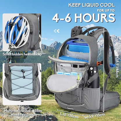 Hydration Backpack 3L Water Bladder, Hiking Water Backpack with Rain Cover, Insulation Hydration Daypack Rucksack for Cycling