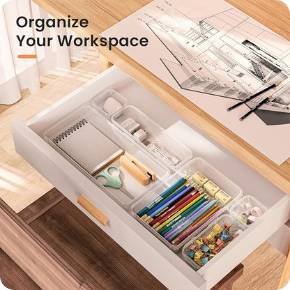 A-LuGei 【46PCS & 5Sizes Clear Drawer Organizer, 【Hold 277 Items】 Makeup - Image 2