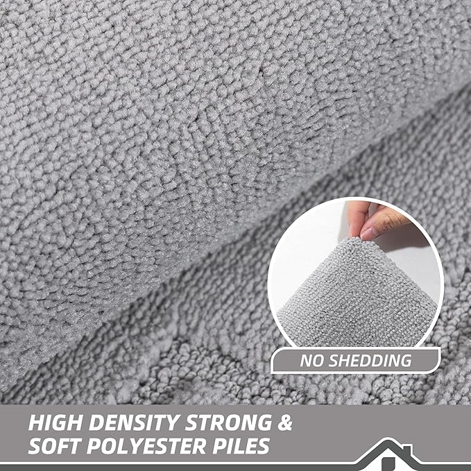 BEQHAUSE Door Mat 20" x 32", Non-Slip Door Mats Indoor Entryway Rugs Washable Low-Profile Absorbent and Stain Resist Floor Mats, Dog Door Mat for Front Back Door, Muddy Wet Shoes & Paws, Light Grey