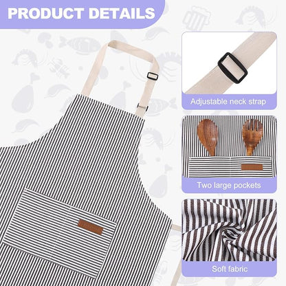 2 Pack Stripes Kids Apron, Kids Cooking Aprons - Image 3