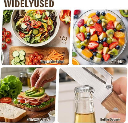 Vegetable Peeler, with Wooden Handle & Bottle Opener, Stainless Steel Kitchen - Image 6
