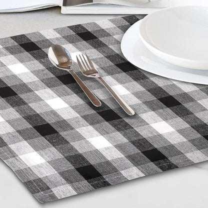 Kitchen Towels Set of 6 Black/White Checks 20x30 Inches 100% Cotton Highly - Image 3
