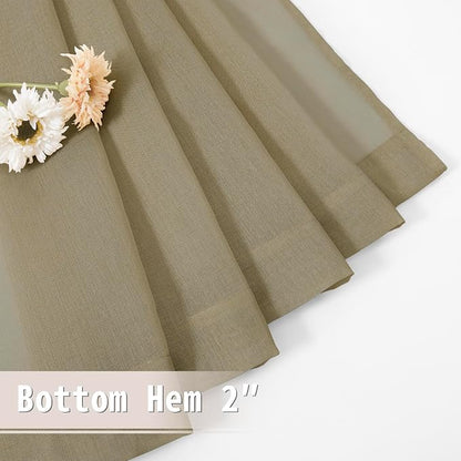Tollpiz Sheer Door Curtains Closet Linen Textured Curtains Sheer Doorway Light - Image 7