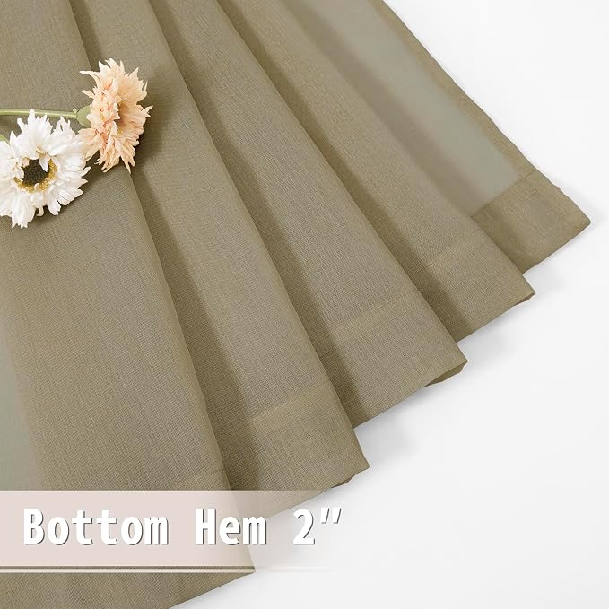 Tollpiz Sheer Door Curtains Closet Linen Textured Curtain Sheers Doorway Light - Image 7