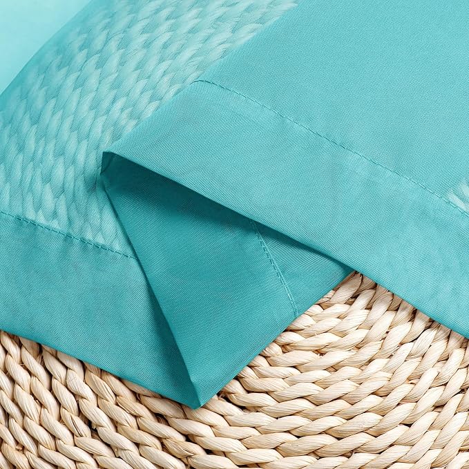 Chyhomenyc Turquoise Sheer Curtains 63 Inch Length 2 Panels, Light Filtering - Image 6