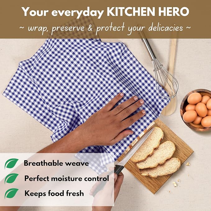 Native Fab 6 Pack Gingham Mini Check Kitchen Hand Towels Set 16"x26" - Image 6
