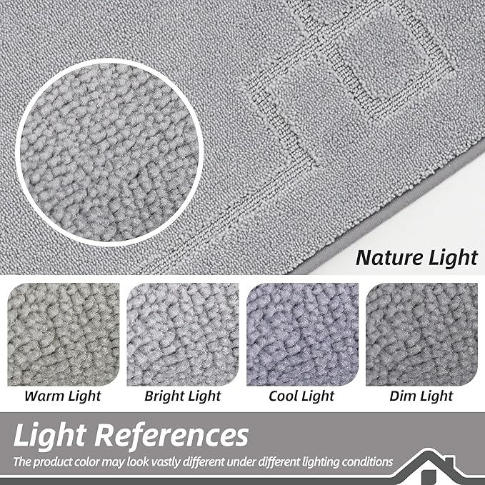 BEQHAUSE Door Mat 20" x 32", Non-Slip Door Mats Indoor Entryway Rugs Washable Low-Profile Absorbent and Stain Resist Floor Mats, Dog Door Mat for Front Back Door, Muddy Wet Shoes & Paws, Light Grey